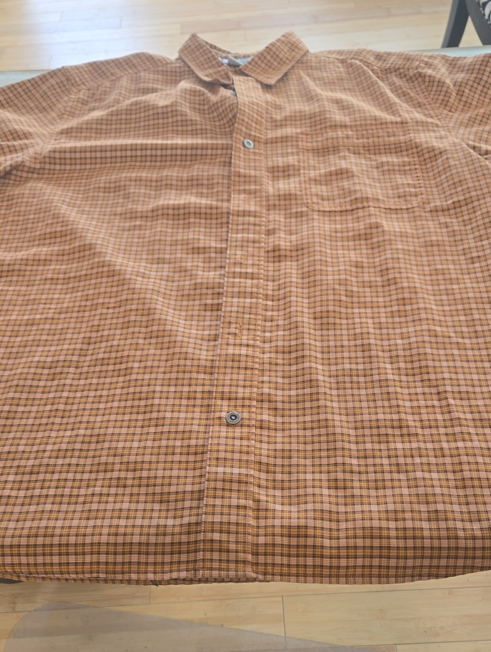 Columbia Men's Orange and Brown Plaid Button-Down Shirt
